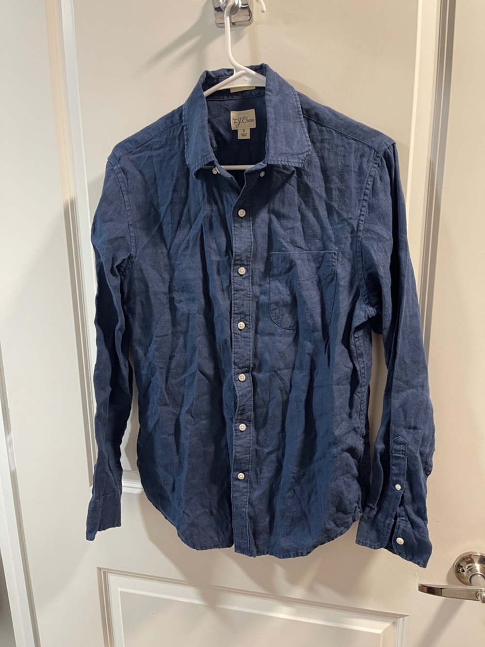 J. Crew Indigo Button-Down Long Sleeve Shirt Linen